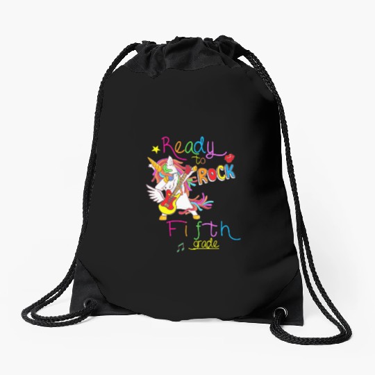 Ready to rock Fifth grade Back to school Drawstring Bags
