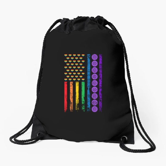 American Sports Rainbow Flag LGBT Pride Month Drawstring Bags