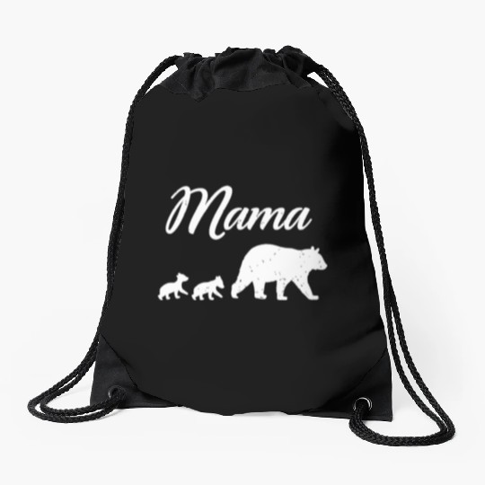 Mama Bear - With Two Cubs Twin Mom Mother's Day Gi Drawstring Bags