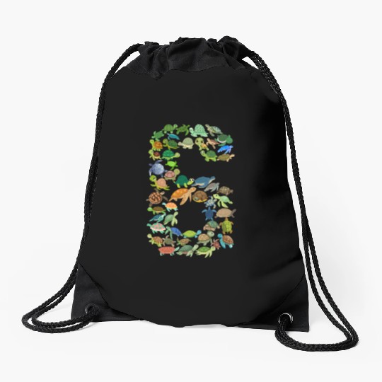6th Birthday Sea Turtle Tortoise Theme 6 Year Old Drawstring Bags