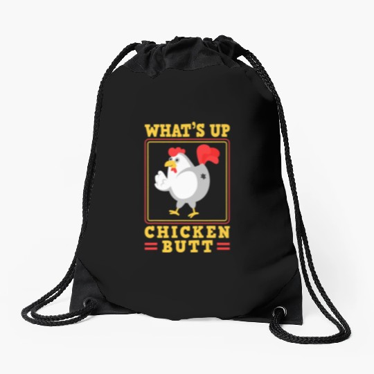 Funny Farmer Animal Pet Whats Up Chicken Butt Drawstring Bags