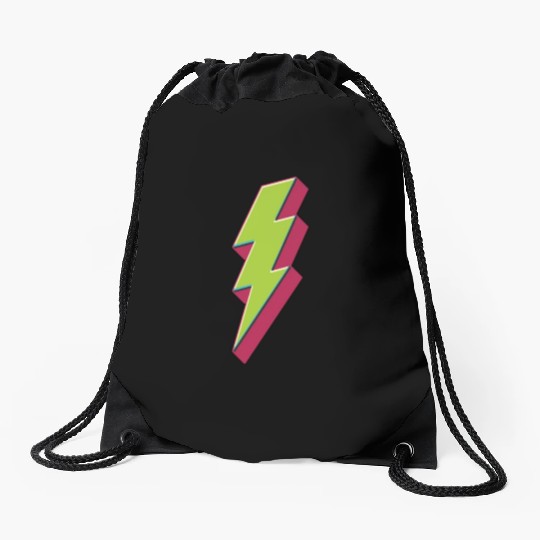 Green Lightning Bolt Drawstring Bags
