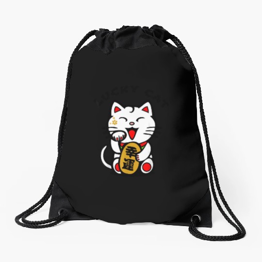 Lucky Cat Maneki-Neko Japanese Luck Feng Shui Drawstring Bags