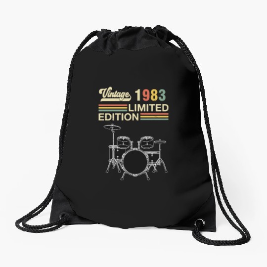Vintage 1983 Drums 40th Birthday Drummer Drawstring Bags