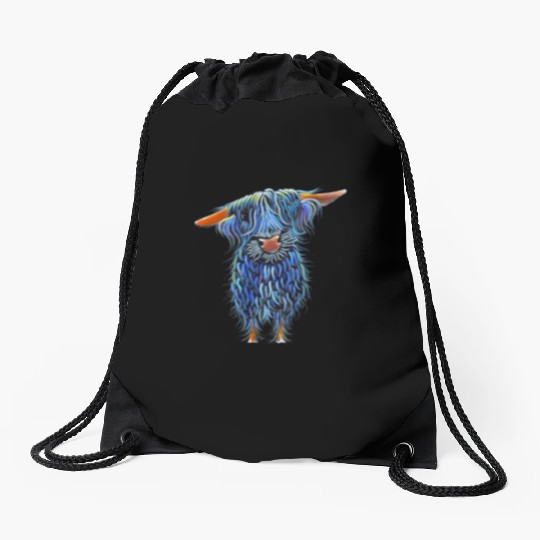 Scottish Highland Cow Hairy Cow Cattle Farmer Cow Drawstring Bags