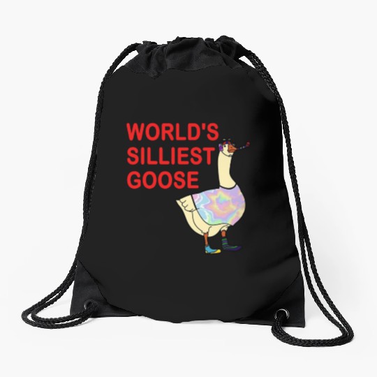 World's Silliest Goose Drawstring Bags