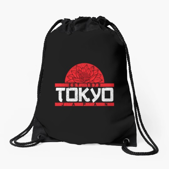 Tokyo Japan Est 1873 Lotus Japanese Drawstring Bags