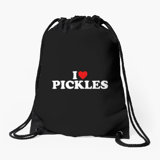 I Love Pickles He Drawstring Bags