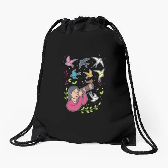 Bird Birdwatching Birdwatcher Drawstring Bags