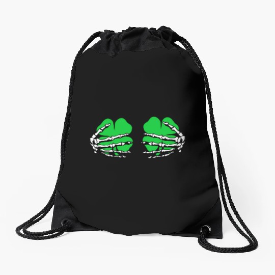 St Patricks Day Boob Pumpkin Shamrock Skeleton Han Drawstring Bags