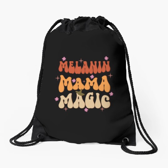 Melanin Mama Magic, Independence Day Drawstring Bags