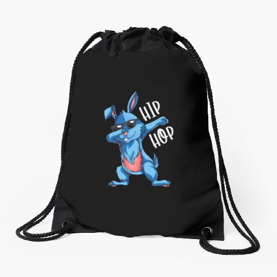 Hip Hop Dabbing Bunny Easter Day Drawstring Bags