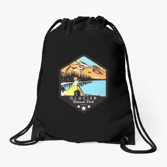 Glacier national park Drawstring Bags