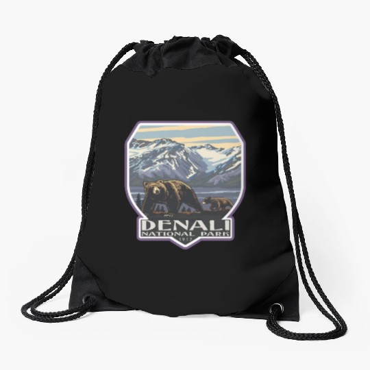 Denali national park Drawstring Bags