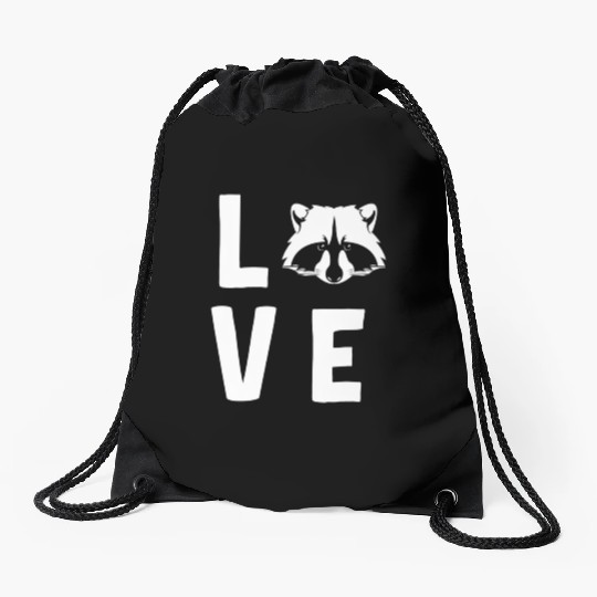 Raccoon Love Drawstring Bags