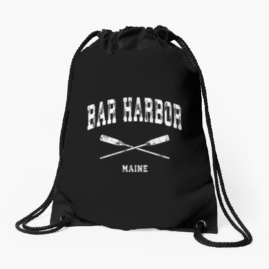Bar Harbor Maine Nautical Crossed Oars Drawstring Bags