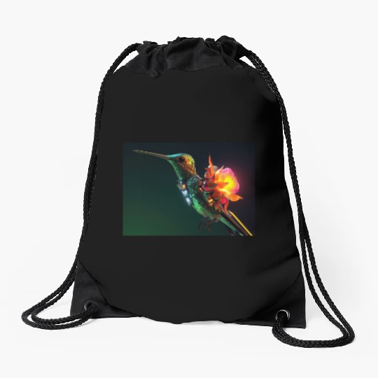 Techno Hummingbird Drawstring Bags
