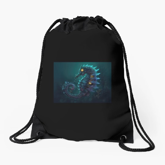 Neon Shark Attack Drawstring Bags