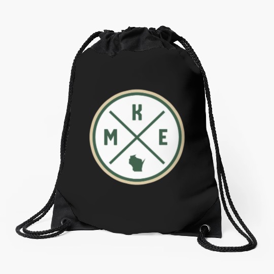 Milwaukee Circle Patch Green Drawstring Bags