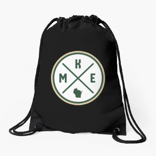 Milwaukee Circle Patch Green Drawstring Bags