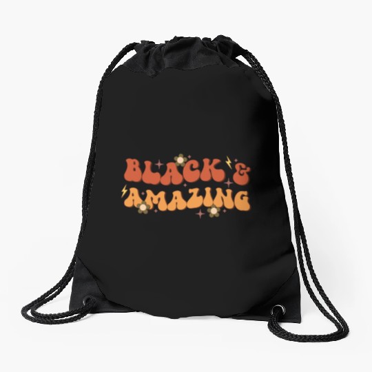 Black And Amazing, Independence Day Drawstring Bags