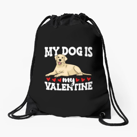 My Dog Is My Valentine Date Cute Doggy Drawstring Bags