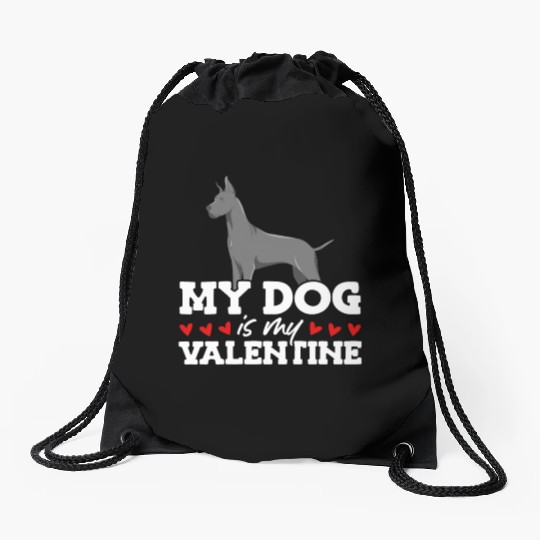 My Dog Is My Valentine Date Cute Doggy Drawstring Bags