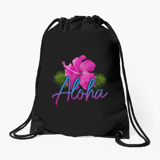 Aloha Hawaiian Islands Hawaii Surf Hibiscus Flower Drawstring Bags
