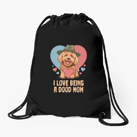 I Love Being A Doodle Mom Goldendoodle Dog Mom Drawstring Bags