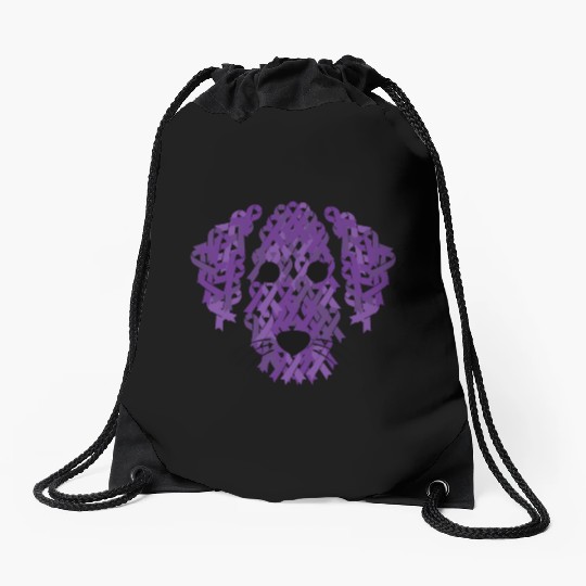 Purple Ribbon Dog Face Lupus Inspirational Awarene Drawstring Bags