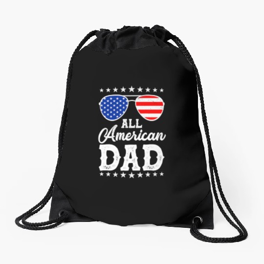 4th Of July Patriotic American Dad Us Drawstring Bags