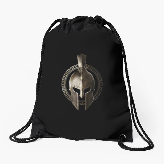Spartan Helmet Warrior Gladiator Workout Sparta Gr Drawstring Bags