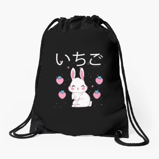 Strawberry Milk Bunny Aesthetic Vaporwave Anime Drawstring Bags
