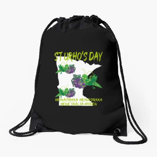 St Urhos Day Grasshopper Grapes Vineyard Minnesota Drawstring Bags