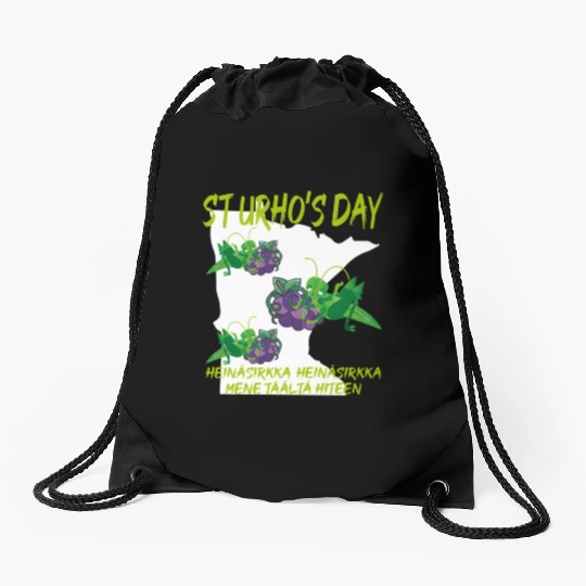 St Urhos Day Grasshopper Grapes Vineyard Minnesota Drawstring Bags