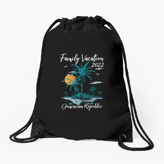 Sunset Family Vacation 2022 Dominican Republic Bea Drawstring Bags