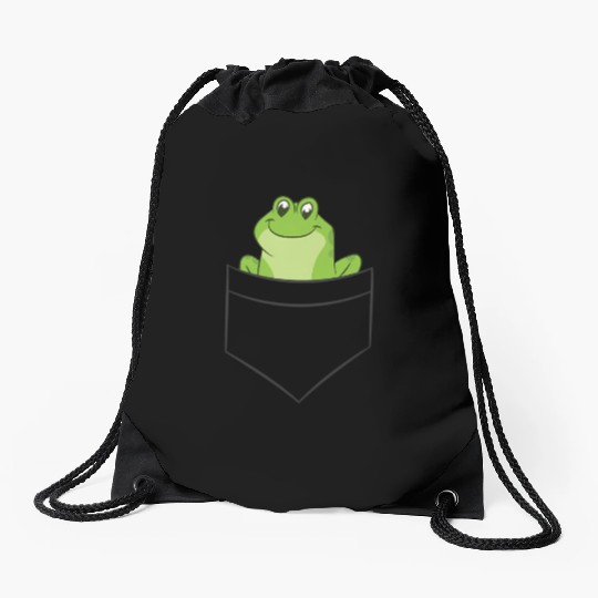 Frog In A Pocket Pocket Frog Drawstring Bags