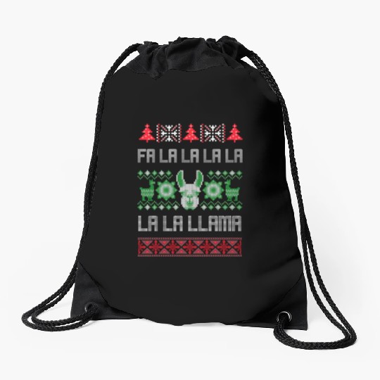 Fa La La Llama Ugly Llama Drawstring Bags