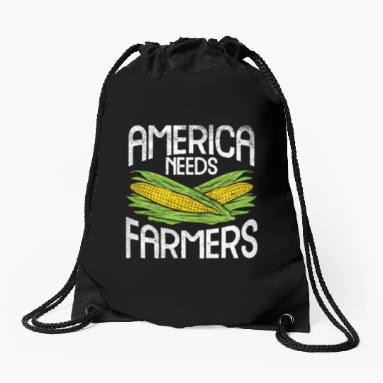 America Needs Farmers Agriculture Corn Farming Drawstring Bags