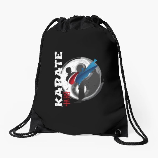 Martial Side Kick Ying Yang Karate Drawstring Bags