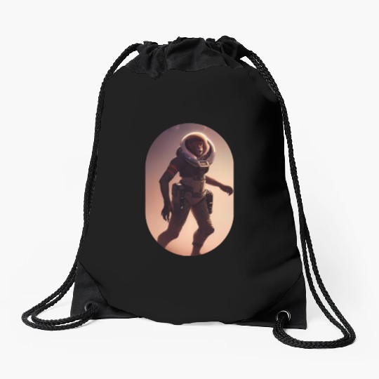 Astronaut Monkey Discovering Planet Mars 1 1 Drawstring Bags