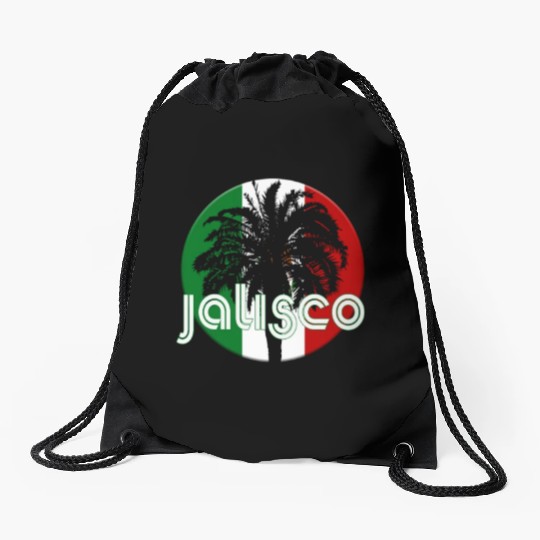 Jalisco Mexico Flag Native Palm Tree Mexican Drawstring Bags
