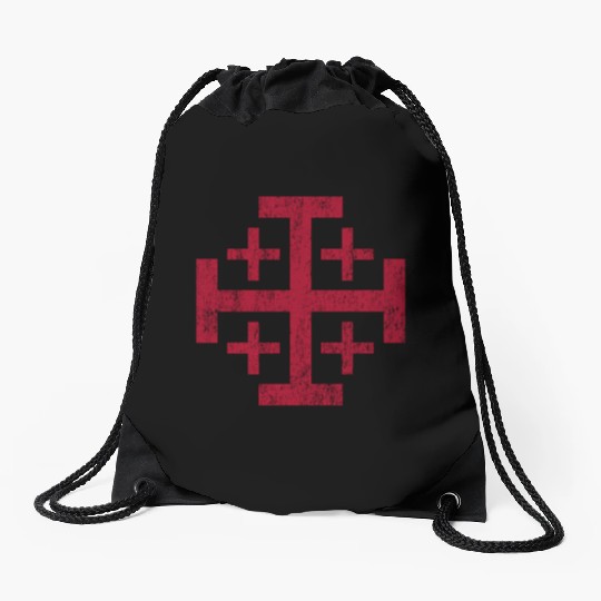 Distressed Jerusalem Cross Knights Templar Drawstring Bags
