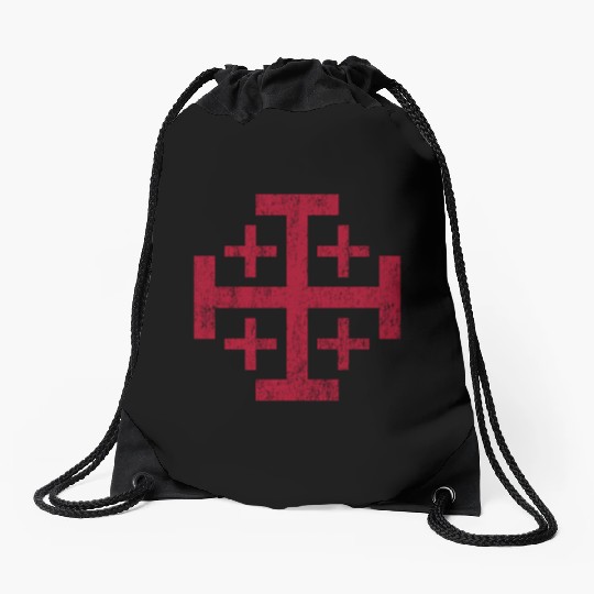 Distressed Jerusalem Cross Knights Templar Drawstring Bags