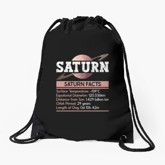Saturn Planet Facts Space Lover Solar System Drawstring Bags