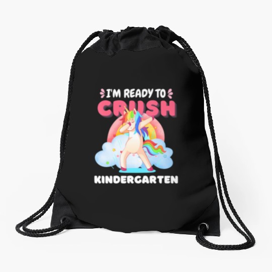 Kindergarten Unicorn Rainbow Back to School Drawstring Bags