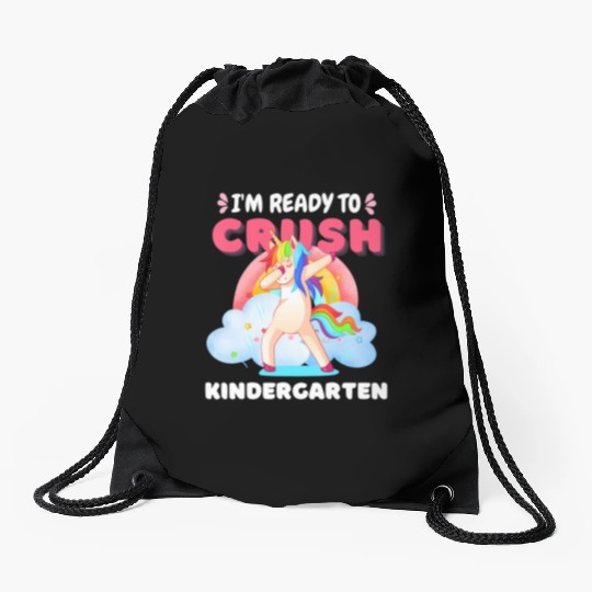 Kindergarten Unicorn Rainbow Back to School Drawstring Bags