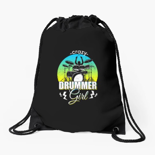 Crazy Drummer Drums Drummer Saying Drawstring Bags