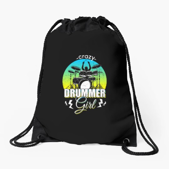 Crazy Drummer Drums Drummer Saying Drawstring Bags