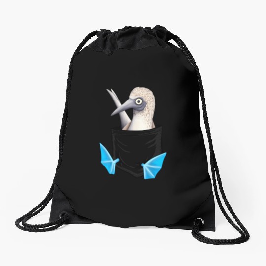 Bird Drawing Fancy Blue Foot Booby In Pocket Drawstring Bags